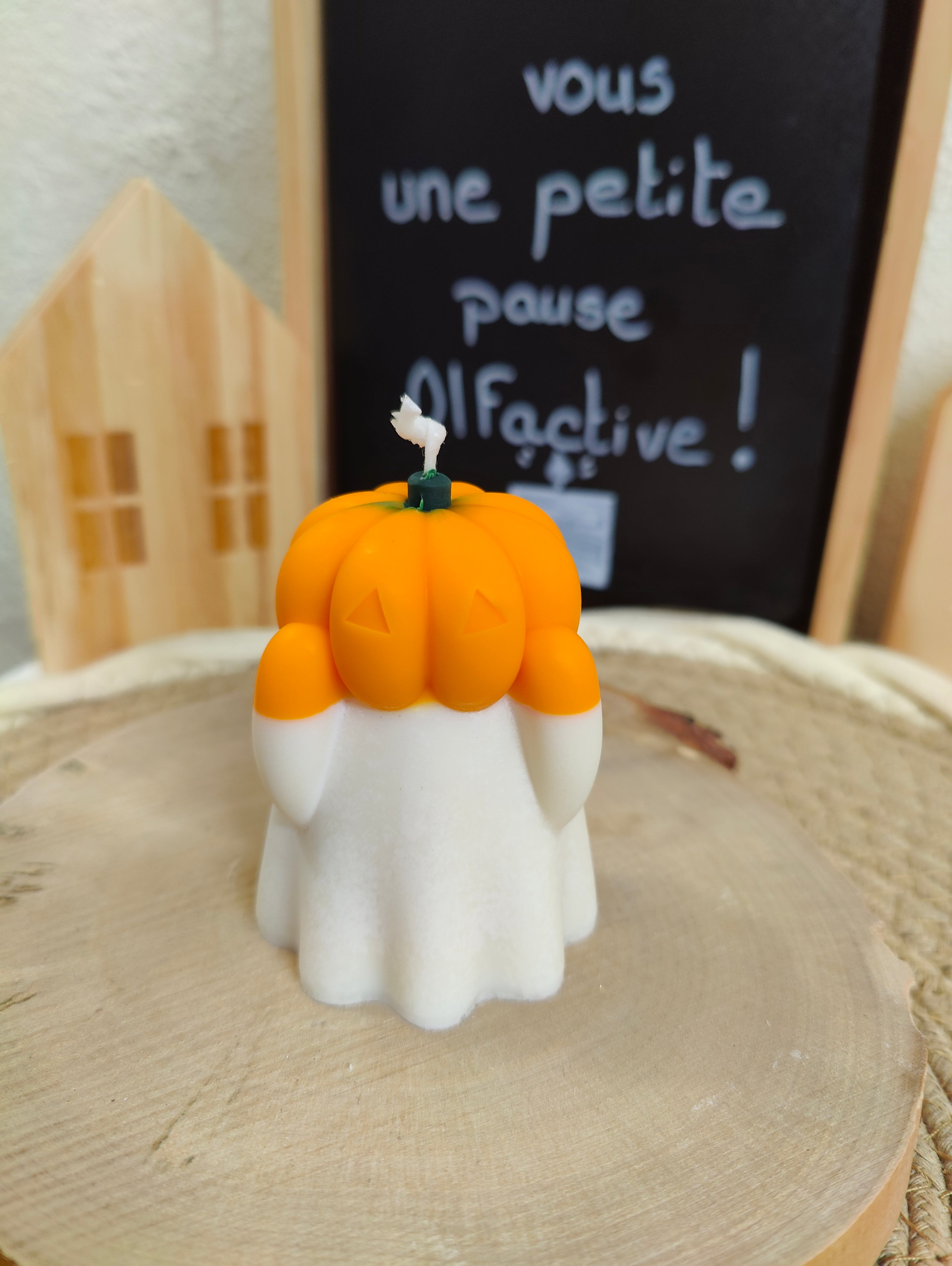 Bougie Fantôme à Tête de Citrouille - Collection Automnale